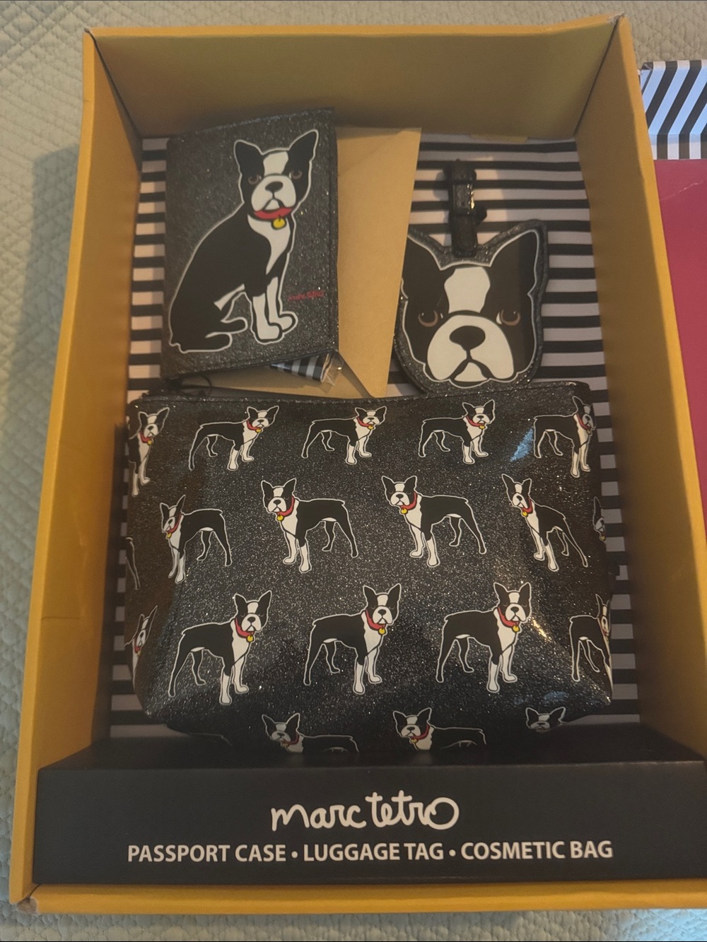 Marc Tetro Black Boston Terrier travel Set